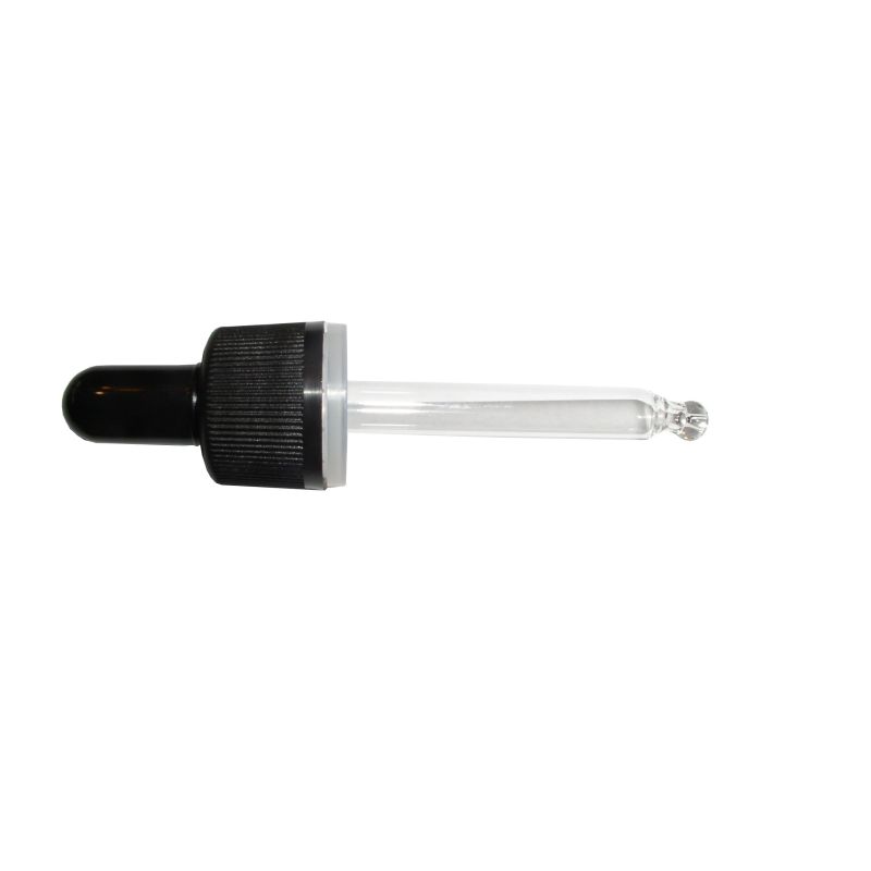 Glass dropper pfp 18 with safety band for 30 ml yellow bottles Glass dropper pfp 18 with safety band for 30 ml yellow bottles