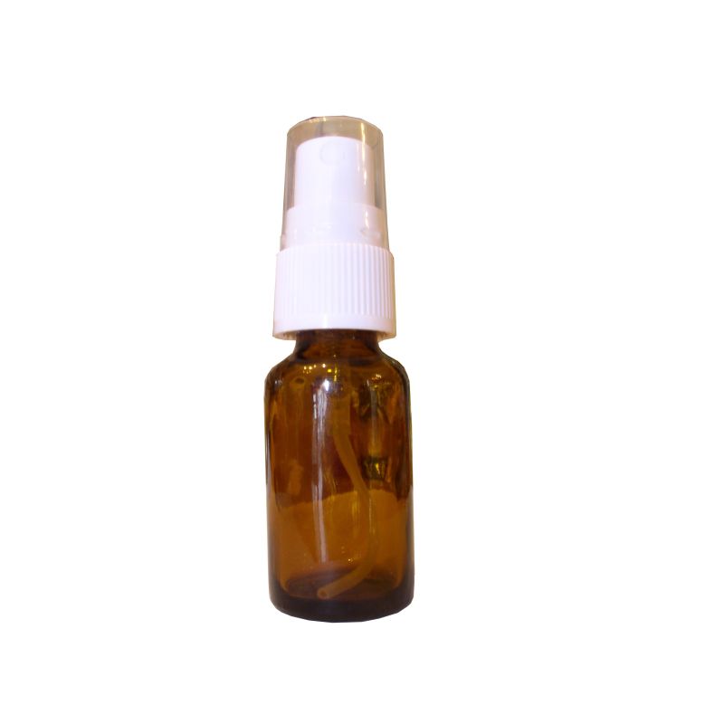 Flacone rotondo  in vetro giallo con spray 10 ml