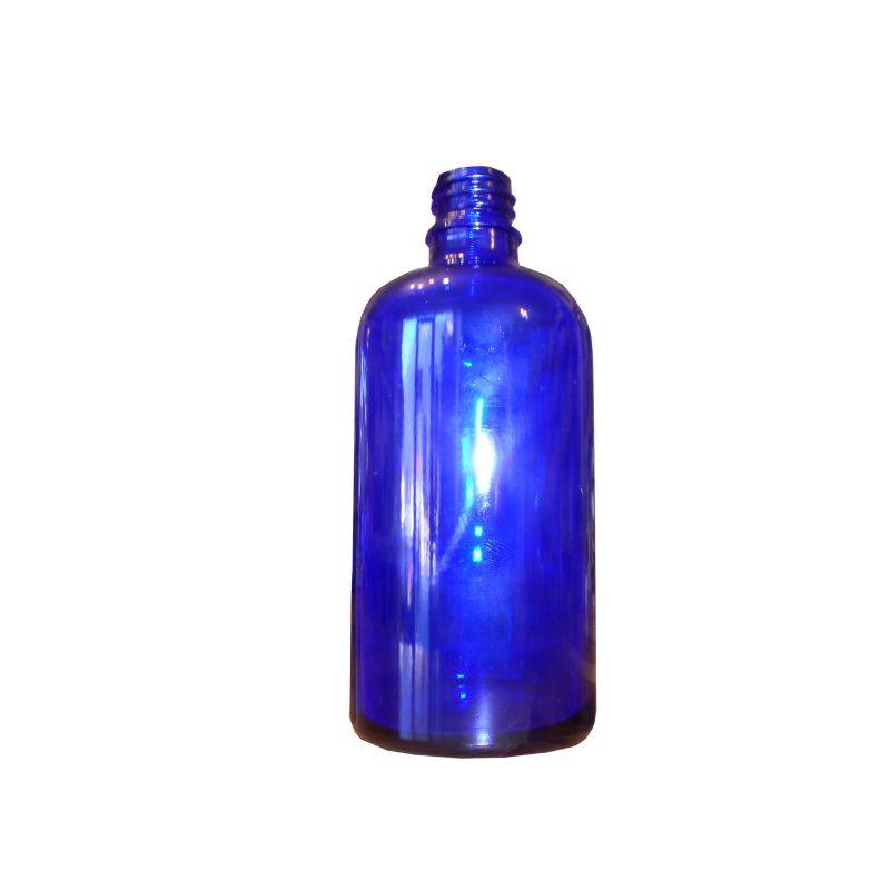 Flacone in vetro blu rotondo 100 ml