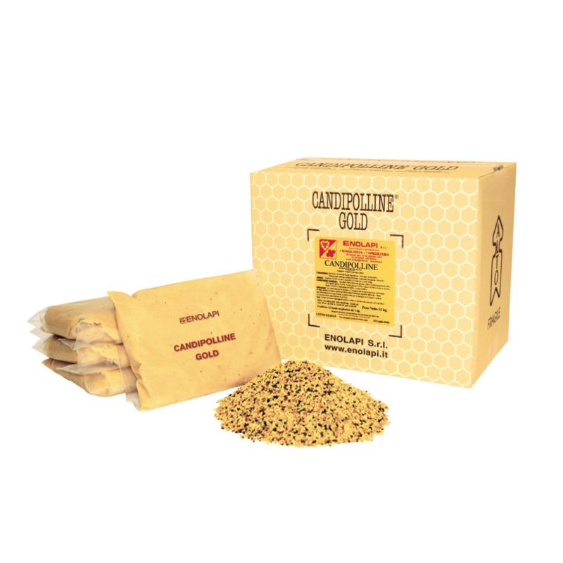 CANDIPOLLINE GOLD  Mangime complementare per api - Pacco da 12 conf. da  1 Kg