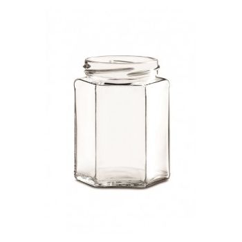 Vaso in vetro ottagonale 314 ml con capsula twist-off t 63