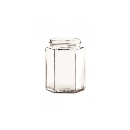 Vaso in vetro ottagonale  314 ml con capsula twist-off TO 63