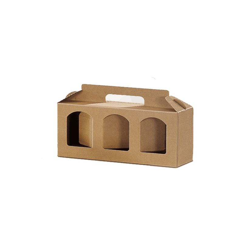 Cardboard box for 3 honey jars of 350 g (brown)