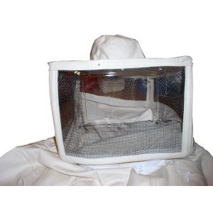Combinaison pour apicolture en coton blanc complète avec masqué amovible avec petite fenêtre en polycarbonate (plexiglass)