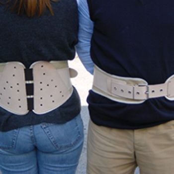 Lumbar belt for back support in handling loads