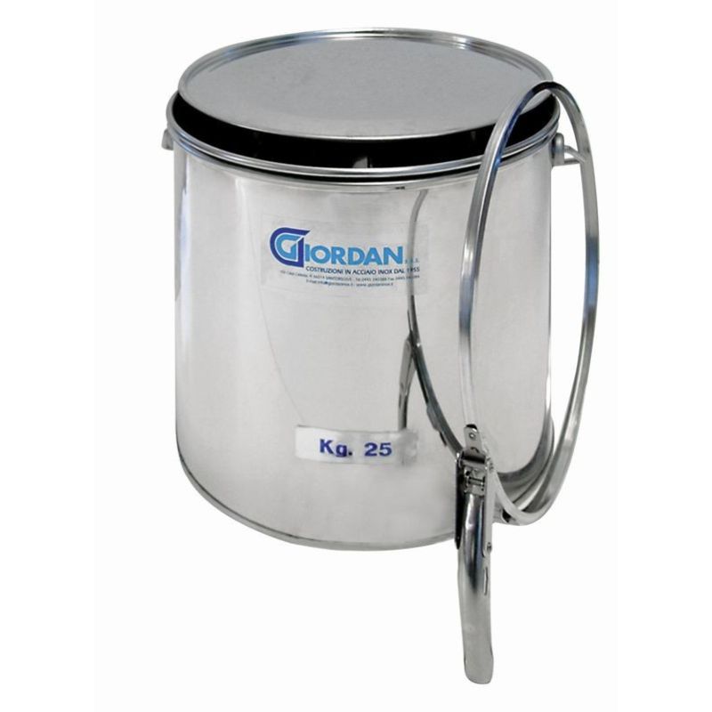 STAINLESS STEEL HONEY BUCKET 25 Kg with LID and TIE CLOSURE - UNDER EXTRACTOR