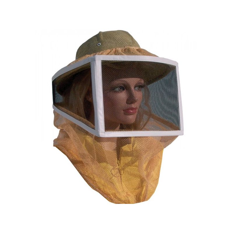 Maschera quadrata per apicoltura in rete e tulle con casco