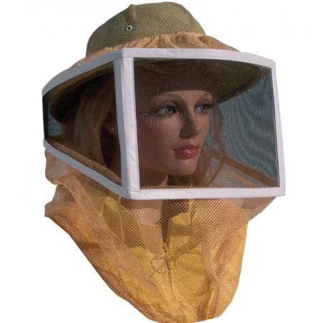 Maschera quadrata per apicoltura in rete e tulle con casco