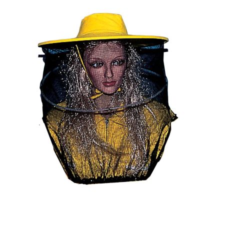Masque pour apicolture rond en voile de tulle avec chapeau en toile