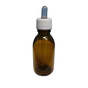 Flacon rond de 125 ml en verre jaune avec compte-gouttes de 100 ml