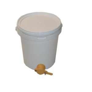 Round conical plastic bucket for food - 19 l - 25 kg honey with tap