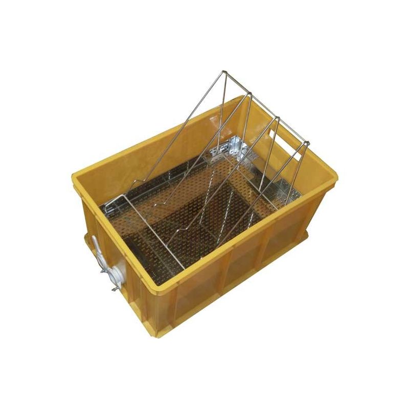 Banc de désoperculation en plastique avec bac de récupération en acier inoxydable - hauteur 30 cm