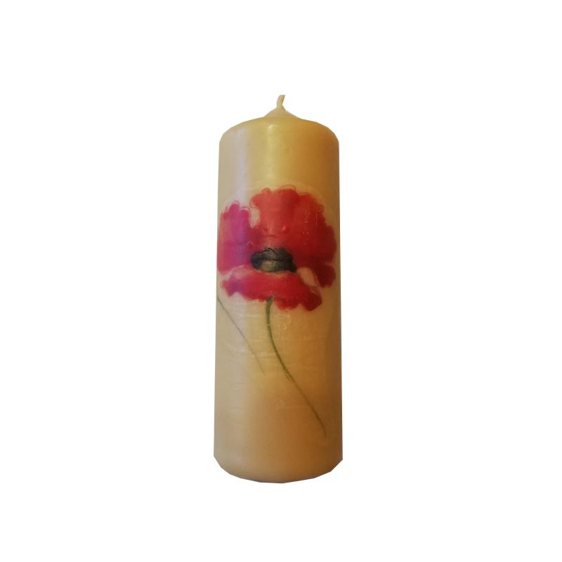 Candle 16 cm with printed flower