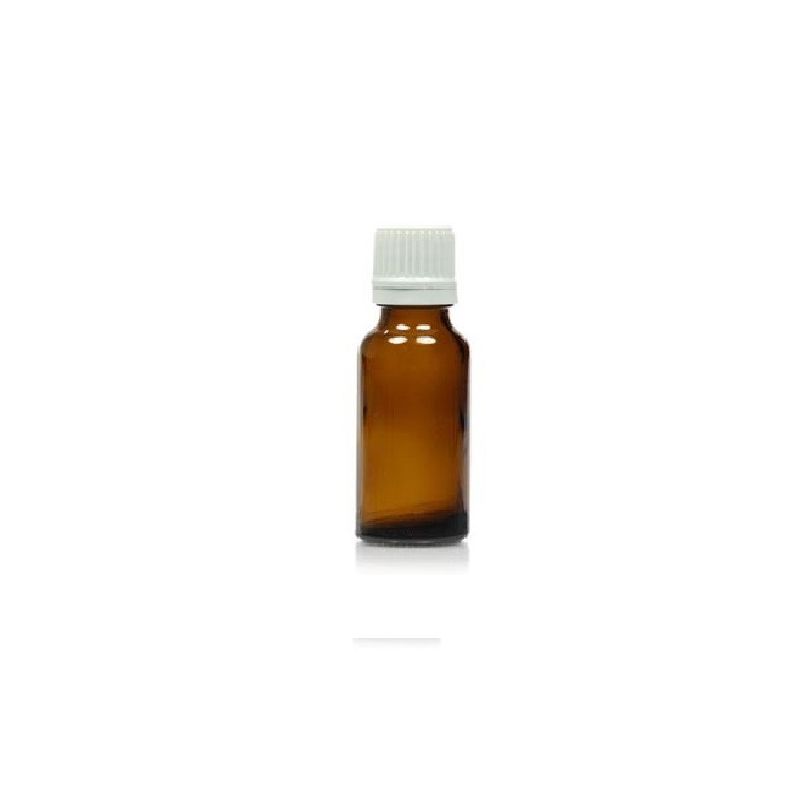 Yellow glass round bottle 15 ml and cap with security Yellow glass round bottle 15 ml and cap with security