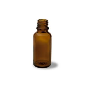 Flacon rond en verre jaune 10 ml et capsule avec sécurité