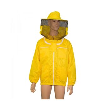 Jacket in mesh air fabric with round removable mask and front zipper