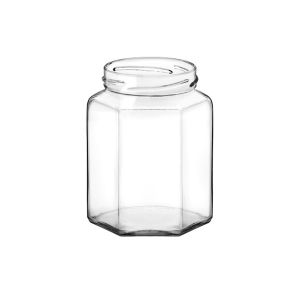 Bocal hexagonal en verre 314 ml avec capsule twist-off t63