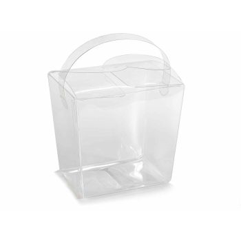 TRANSPARENT SQUARE BOX WITH PVC HANDLE for wedding favors or gifts
