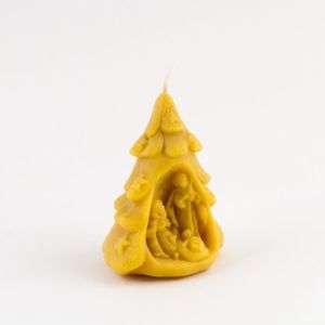 Candle in beeswax fir with mini crib