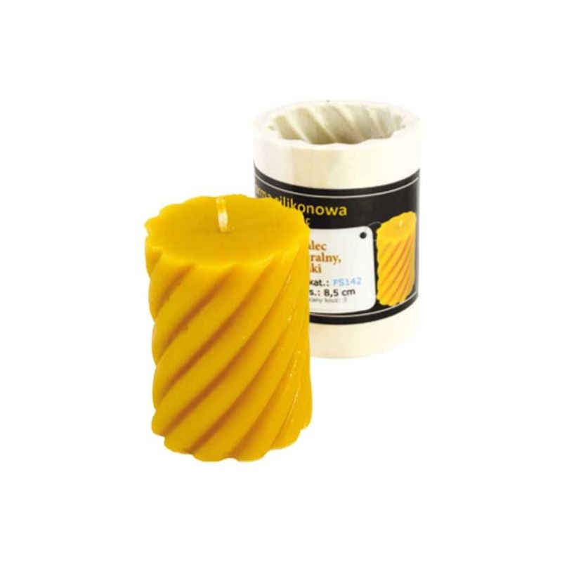 Silicone mold for candle with twisted cylinder