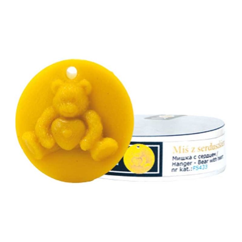 Silicone candle mold with teddy bear with heart pendant