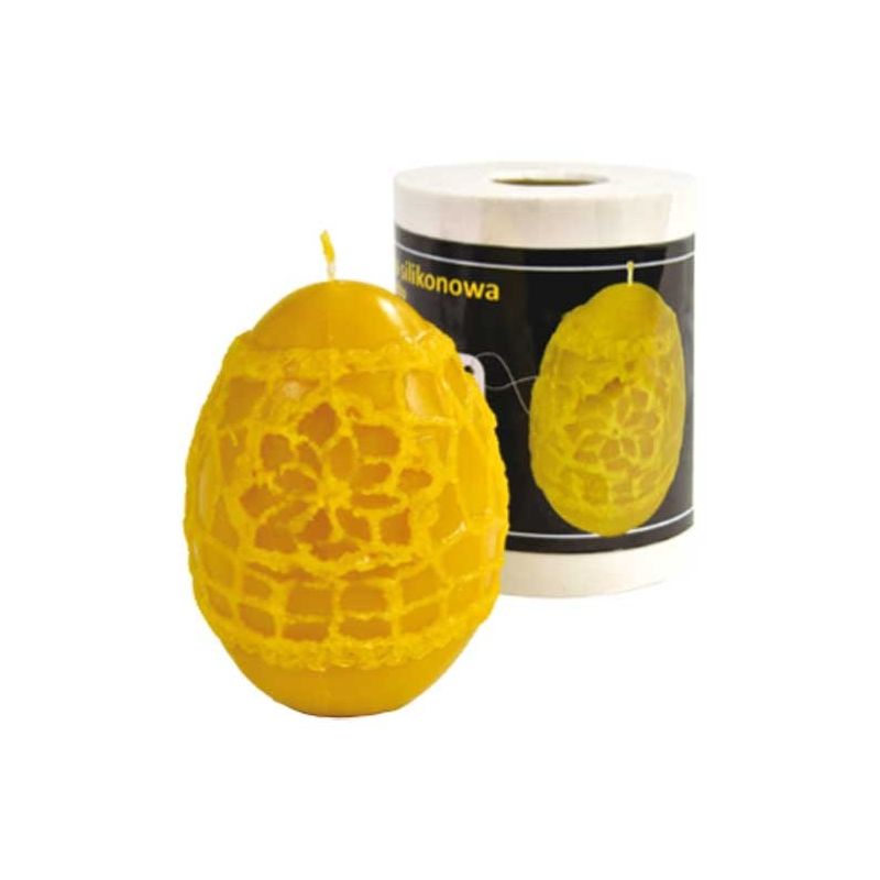 Silicone candle mold with egg with lace