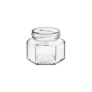 Vaso in vetro esagonale 106 ml con capsula twist-off TO 53