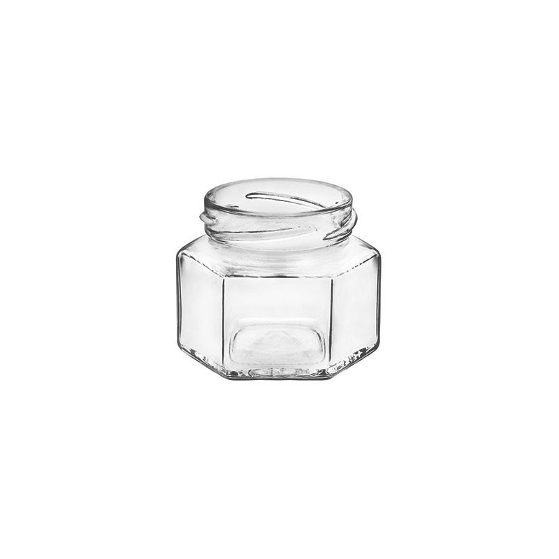 Vaso in vetro esagonale 106 ml con capsula twist-off TO 53