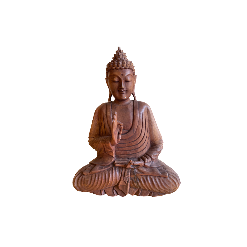 Wooden buddha cm 20 normal hand position g biasa