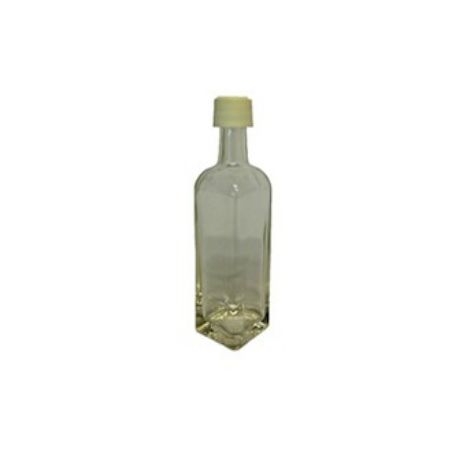 Bottiglia  in vetro bianco da 50 ml con tappo in plastica