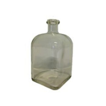 250 ml low SQUARE WHITE GLASS BOTTLE with CORK STOPPER