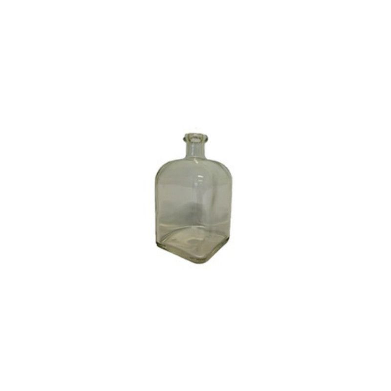 Bottiglia  in vetro bianco quadrata bassa da 250 ml e tappo in sughero