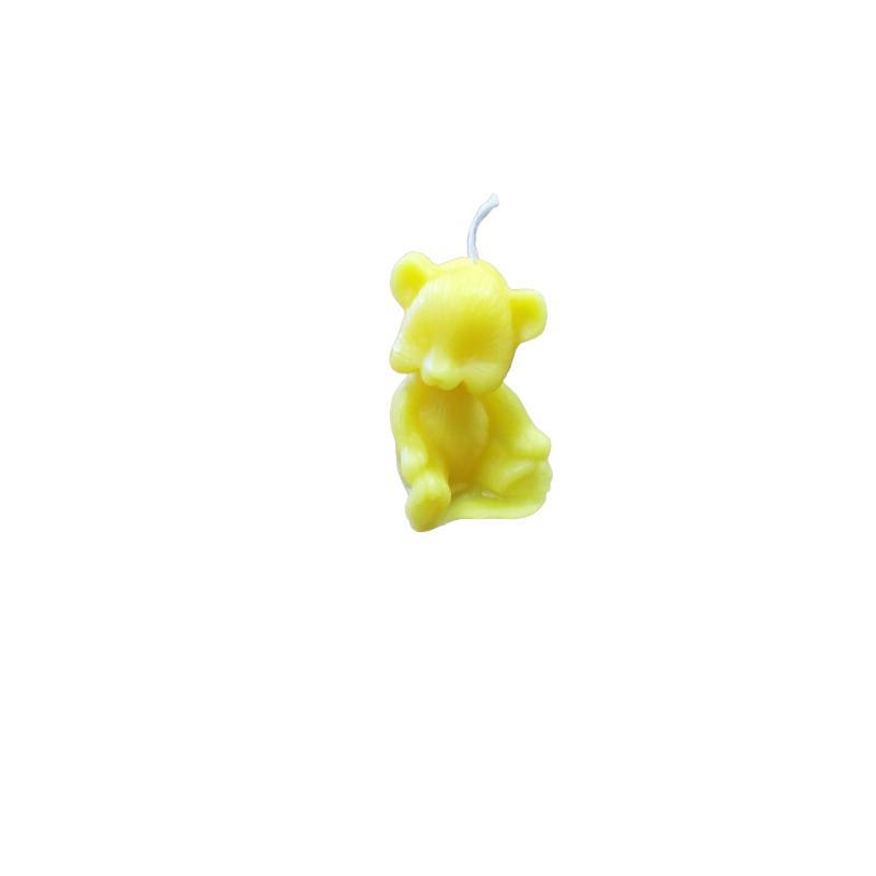 Sitting bear beeswax candle