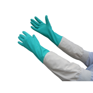 Nitrile "solvent" gloves with long cotton sleeves
