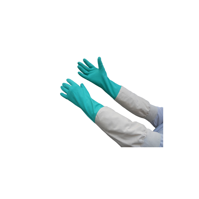 Nitrile "solvent" gloves with long cotton sleeves