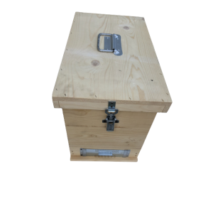 Mini-Beute zur Schwarmaufnahme D.B. mit 6 Waben aus Holz, Wände mit Netzbespannung