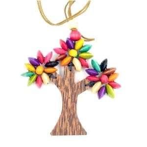 3-flower necklace with small spheres