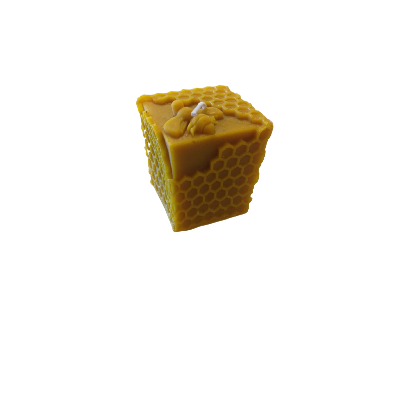 Printed cube beeswax candle