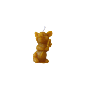 Beeswax candle pig with four-leaf clover
