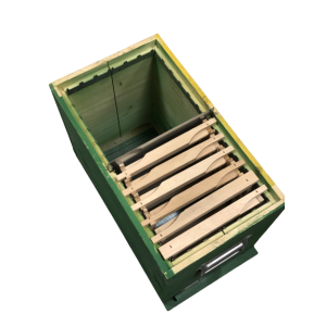 Bienenbeute aus holz für die befruchtung der königin, d.h. mit warmwaben, mit 2 kammern