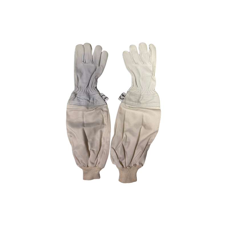 Gants d'apiculture en cuir avec manchette en coton Gants d'apiculture en cuir avec manchette en coton
