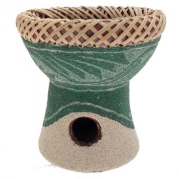 Bruciatore in terracotta e sabbia colorata d. cm 9 x h. cm 8