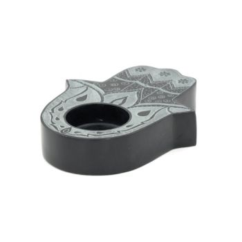 Burner "hand" for resins and incense in black stone cm.14