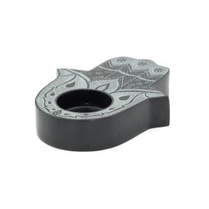 Burner "hand" for resins and incense in black stone cm.14