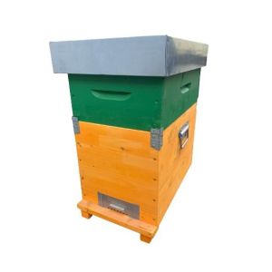 Ruche cubique à 7 cadres à fond fixe avec nid d'abeilles et cadres filetés