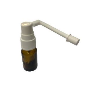 Flacon rond en verre jaune avec spray laryngé allongé de 5 ml