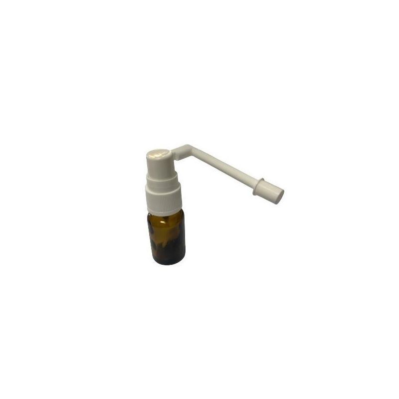 Flacon rond en verre jaune avec spray laryngé allongé de 5 ml