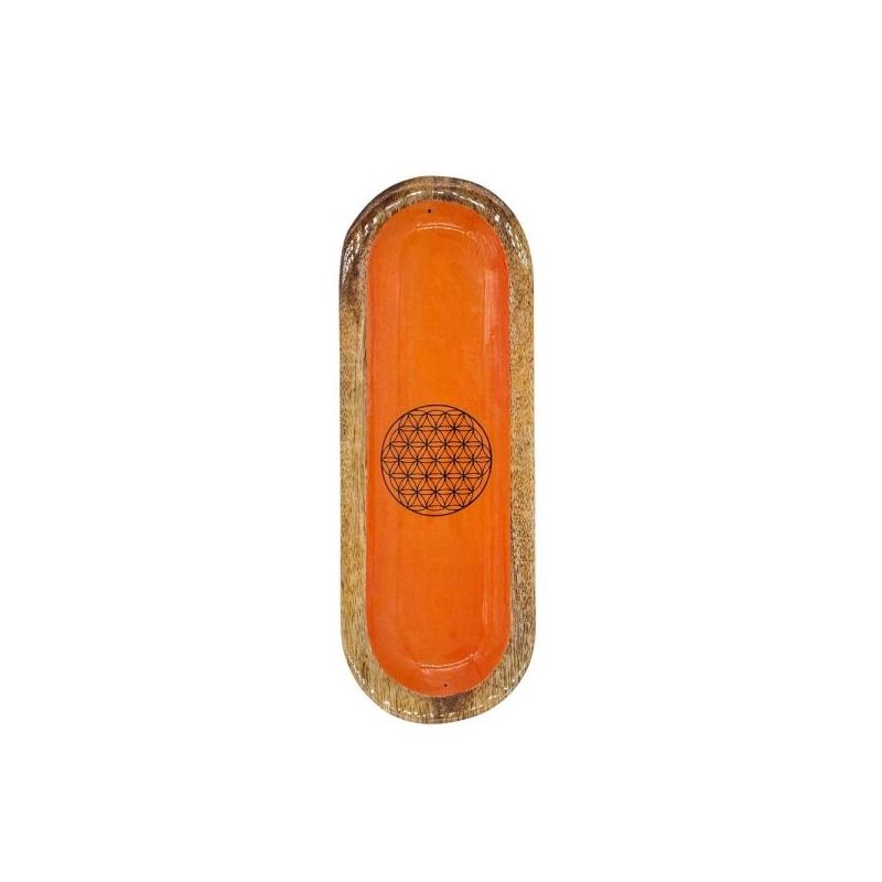Burner decoration "flower of life" in mango wood "ash stop" Burner decoration "flower of life" in mango wood "ash stop"