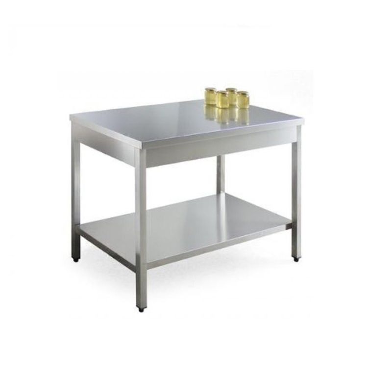Stainless steel laboratory table with 2 shelves (120x70x90h cm)