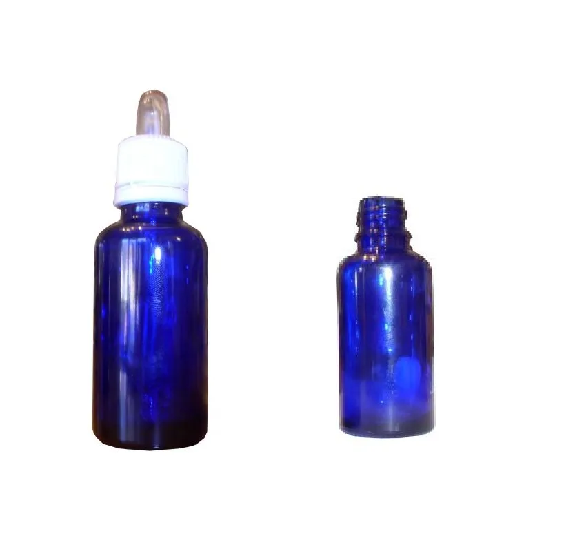 Botellas de cristal azul